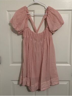 Free People Marina Mini Dress Light Pink 100% Cotton Size Medium Sold out online
